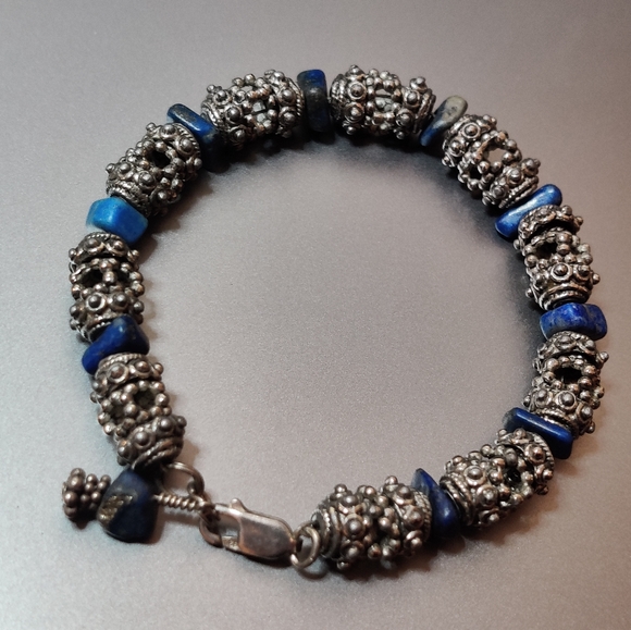 Vintage Modernist Ethnic Tribal Bracelet w/Lapis - Picture 6 of 9